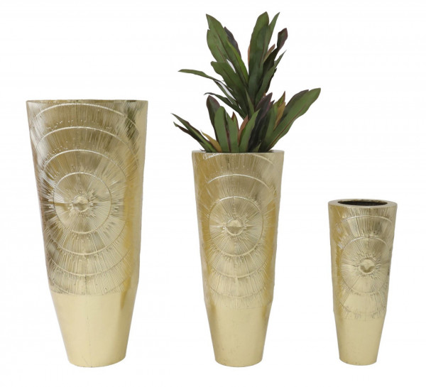 Set 3 vaze aurii din metal, Ø 50,8 cm / Ø 40 cm / Ø 29,8 cm, Glasy A Mauro Ferreti - Img 1