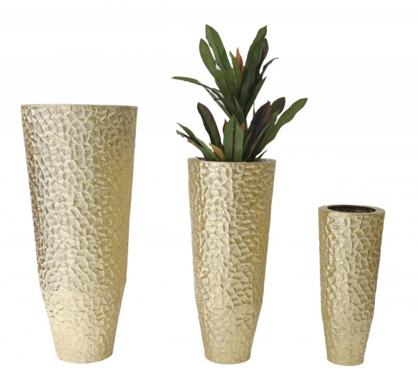 Set 3 vaze aurii din metal, Ø 50,8 cm / Ø 40 cm / Ø 29,8 cm, Glasy Mauro Ferreti