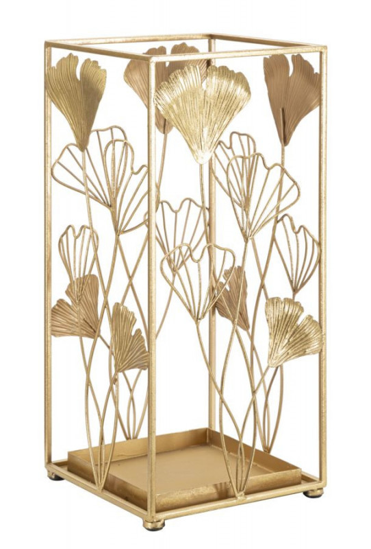 Suport umbrele auriu din metal, 22,5x22,5x48,5 cm, Gold Leaf Mauro Ferretti