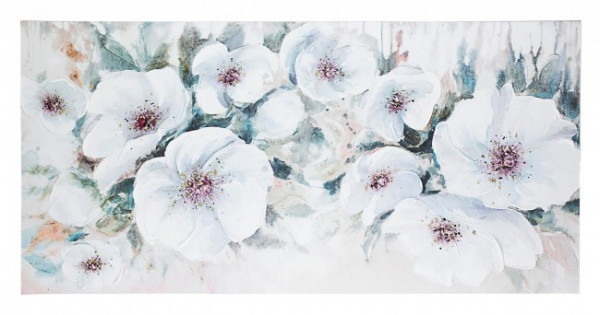 Tablou decorativ in ulei multicolor din lemn de Pin si panza, 140x2,8x70 cm, Village Flowers Bizzotto