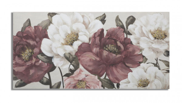 Tablou decorativ multicolor din lemn de Pin si panza, 120x3,7x60 cm, Red Flower-A Mauro Ferretti