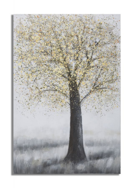 Tablou decorativ multicolor din lemn de Pin si panza, 80x3,8x120 cm, Tree Mauro Ferretti