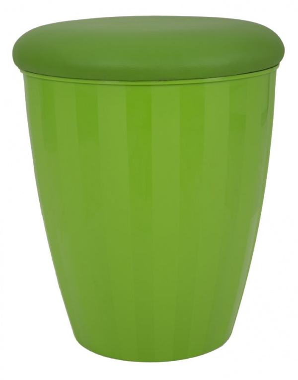 Taburet verde din plastic si piele ecologica, cu spatiu de depozitare, ø 38 x h45 cm, Easy Mauro Ferreti - Img 1