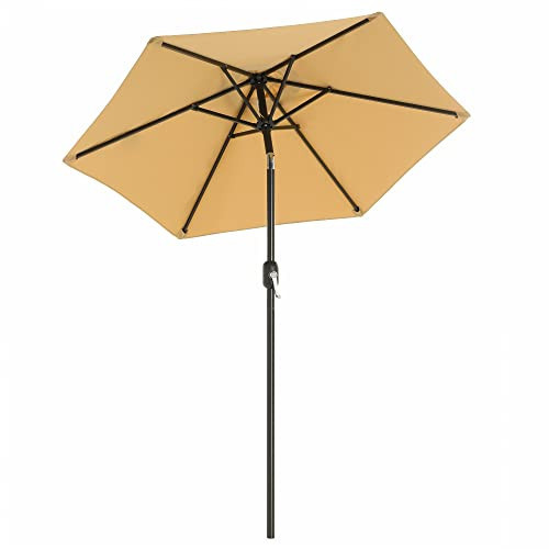 Umbrela de gradina gri taupe din poliester, ∅ 200 cm, Vasagle