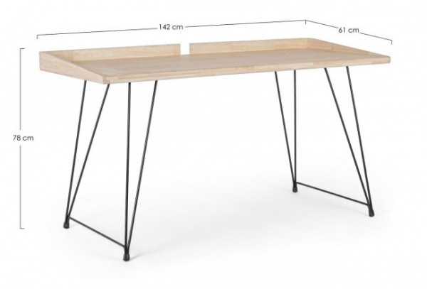 Birou de studiu crem din arbore de Cauciuc si metal, 142 cm, District Bizzotto - Img 2
