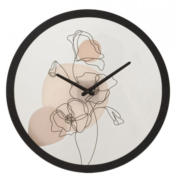 Ceas decorativ alb/negru din metal, ∅ 40 cm, Flowers Mauro Ferretti