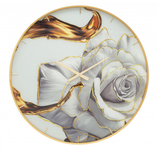 Ceas decorativ multicolor din metal si MDF, ∅ 80 cm, Rose Mauro Ferretti