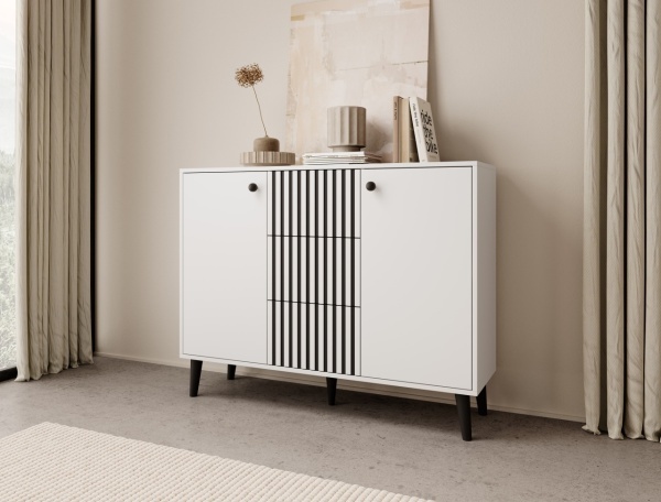 Comodă cu doua usi si trei sertare, 120x35x93cm, IKA, ADRK Furniture