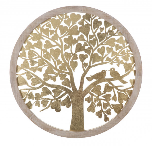 Decoratiune de perete aurie din MDF si metal, ∅ 80 cm, Tree Mauro Ferretti