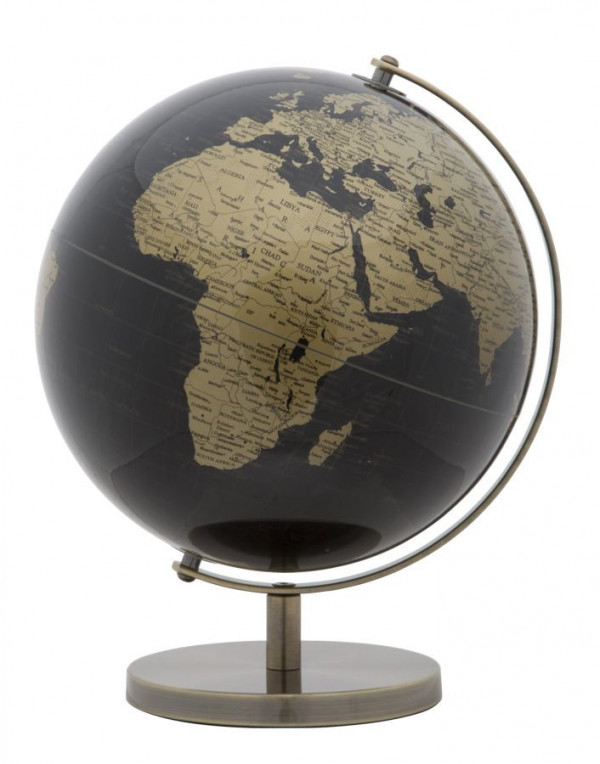 Decoratiune glob negru/bronz din metal, ∅ 25 cm, Globe Mauro Ferretti - Img 1