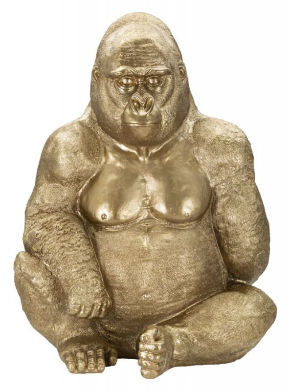 Figurina decorativa aurie din polirasina, 64x53x82 cm, Gorilla Mauro Ferretti
