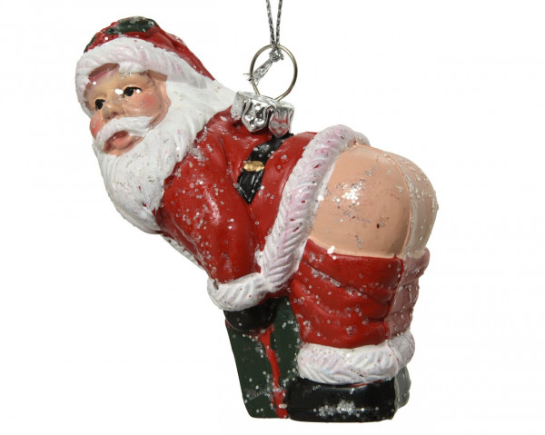 Glob Santa pants down, Decoris, 4x7.2x8 cm, plastic, multicolor