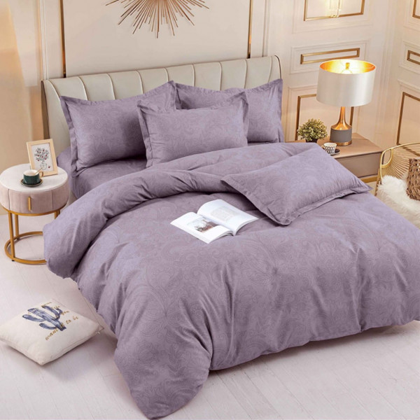 Lenjerie de pat 1 persoana, bumbac finet, lila, 4 piese, Jo-Jo Home, FNJ1-217