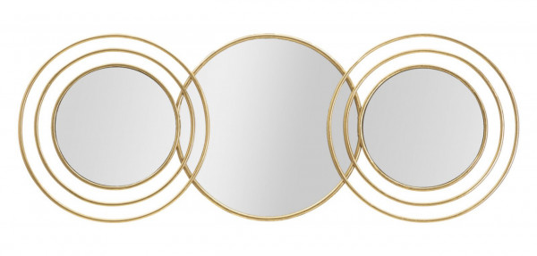 Oglinda decorativa aurie cu rama din metal, 79x30x2,5 cm, Triply Round Mauro Ferretti