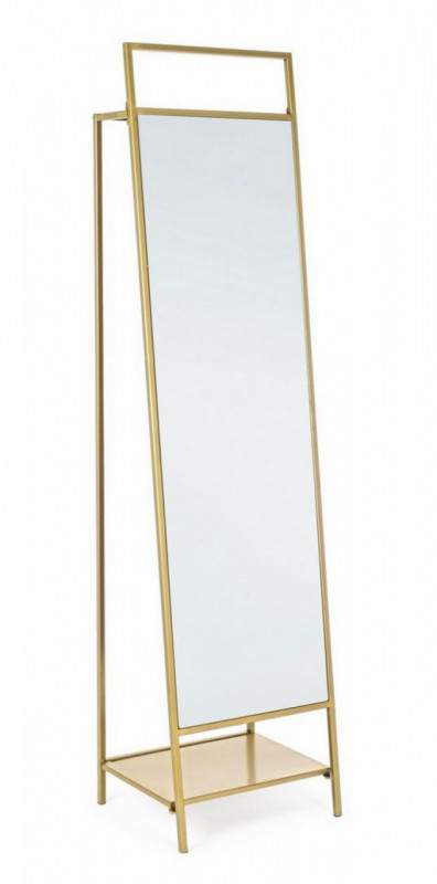 Oglinda dreptunghiulara cu suport pentru podea aurie din metal, 181,5x46 cm, Ekbal Bizzotto