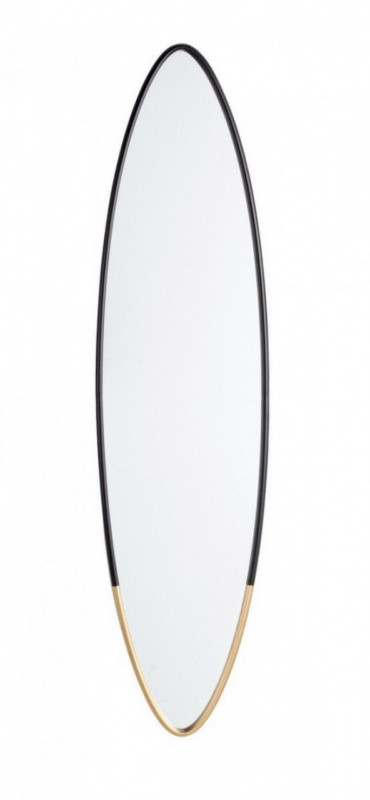 Oglinda ovala neagra/aurie din metal, 100x25 cm, Reflix Bizzotto