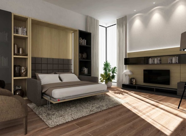 Pat vertical rabatabil cu canapea, ClickBed V Sofa, Transforms