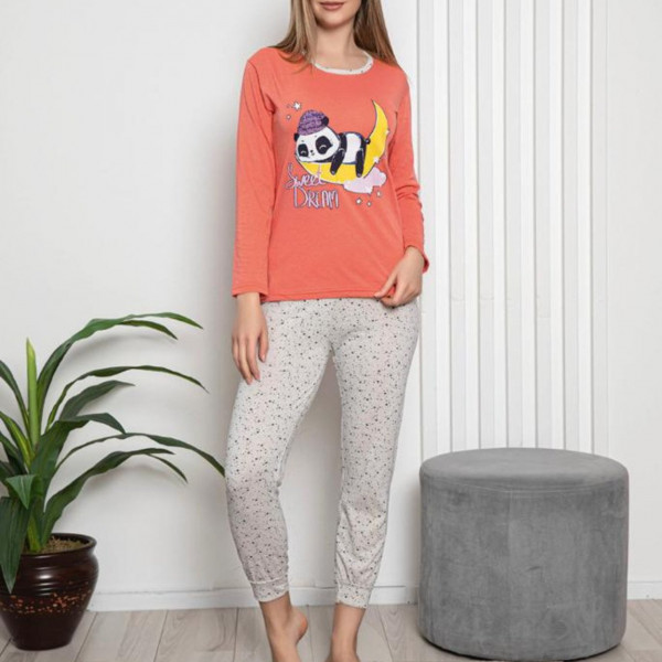 Pijama dama, bumbac, portocaliu, PF-232 - Img 1