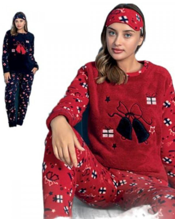 Pijama Dama, Cocolino, Rosu/Alb, PFC-61