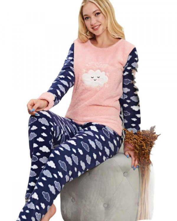 Pijama dama, cocolino, roz / albastru, PFC-32 - Img 1