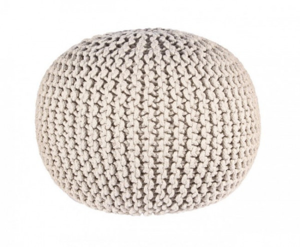 Puf rotund bej din bumbac, ∅ 50 cm, Weave Bizzotto - Img 1