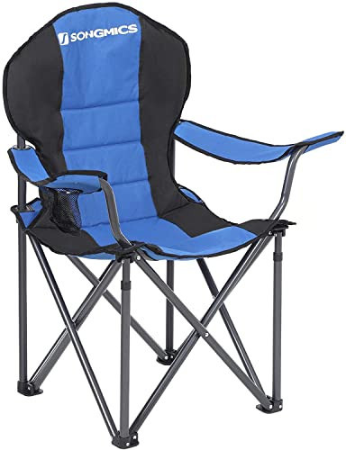 Scaun de camping, 90 x 55 x 102 cm, metal / textil, albastru / negru, Songmics