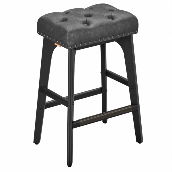 Set 2 scaune de bar, 44 x 32 x 66 cm, metal / piele ecologica, negru, Vasagle