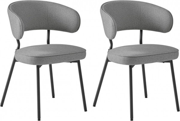 Set 2 scaune dining, 55 x 49,8 x 81 cm, textil / metal, gri inchis, Vasagle