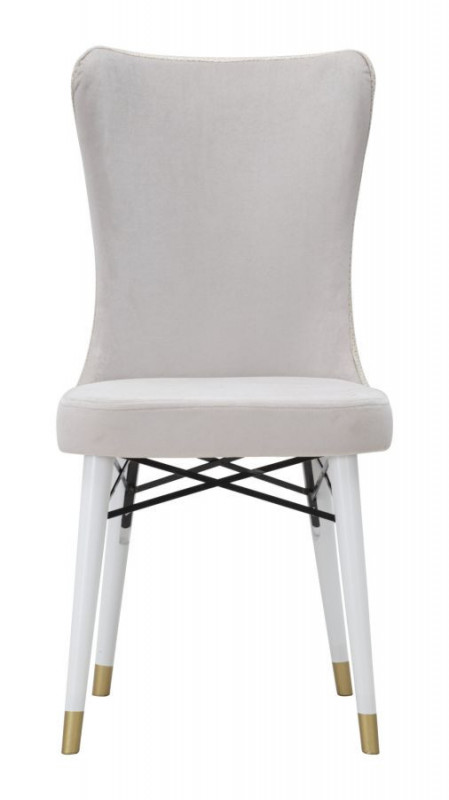 Set 2 scaune dining crem din catifea si lemn de Stejar, Mimoza Mauro Ferretti - Img 2