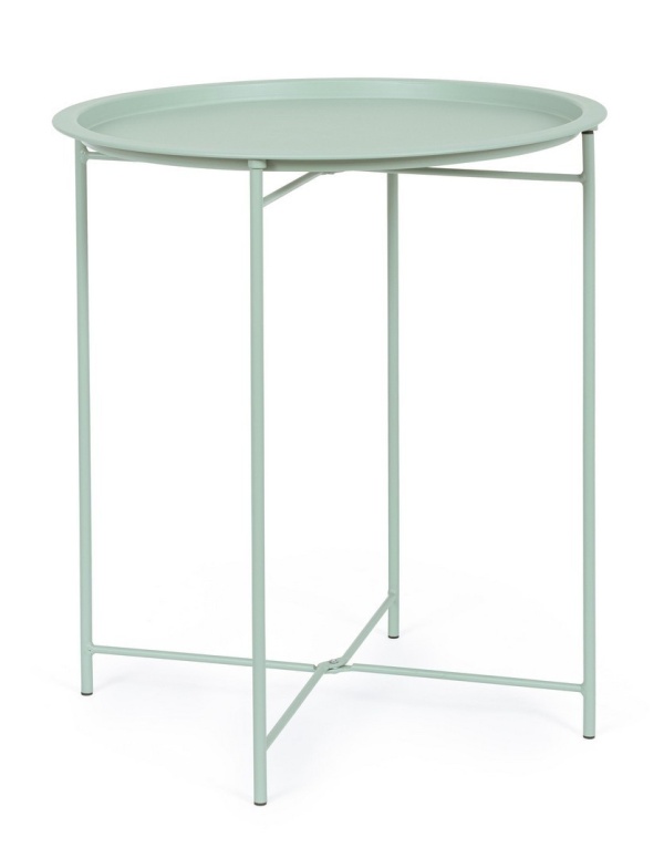 Set 8 masute pentru gradina cu blat detasabil, metal, verde menta, Ø 46x52 cm, Wissant Yes