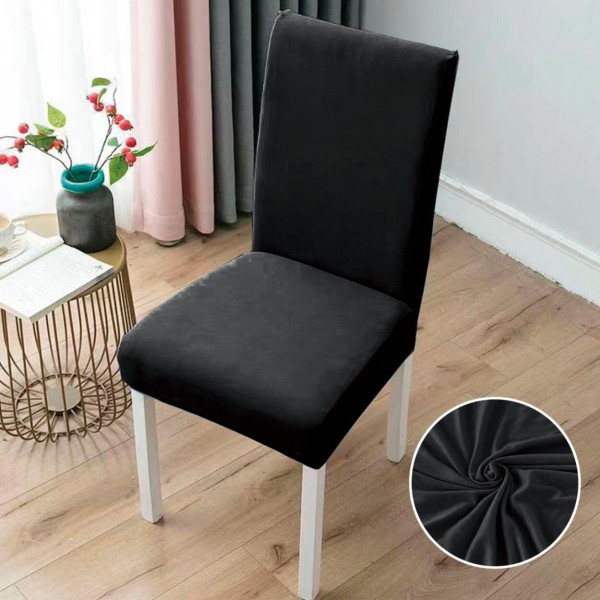 Set huse elastice pentru scaun, uni, 6 piese, negru, SC-06