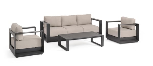 Set mobilier de gradina, 4 piese, metal / textil, antracit / bej, Moses Bizzotto