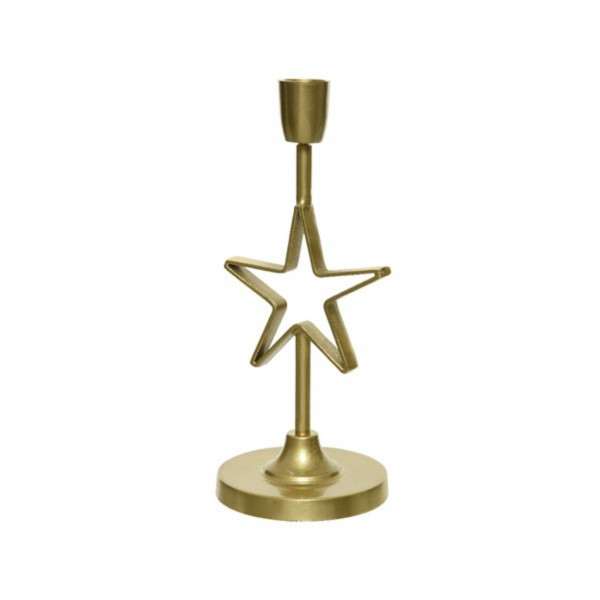 Suport pentru lumanare Star, Decoris, 9.5x9.5x22 cm, metal, auriu