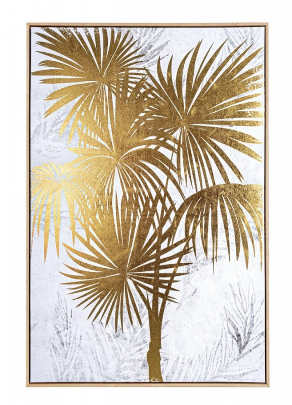 Tablou decorativ in ulei auriu/alb din MDF si panza, 82,6x4,3x122,6 cm, Bold Tree Bizzotto