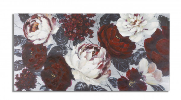 Tablou decorativ multicolor din lemn de Pin si panza, 120x3,7x60 cm, Flowers Mauro Ferretti