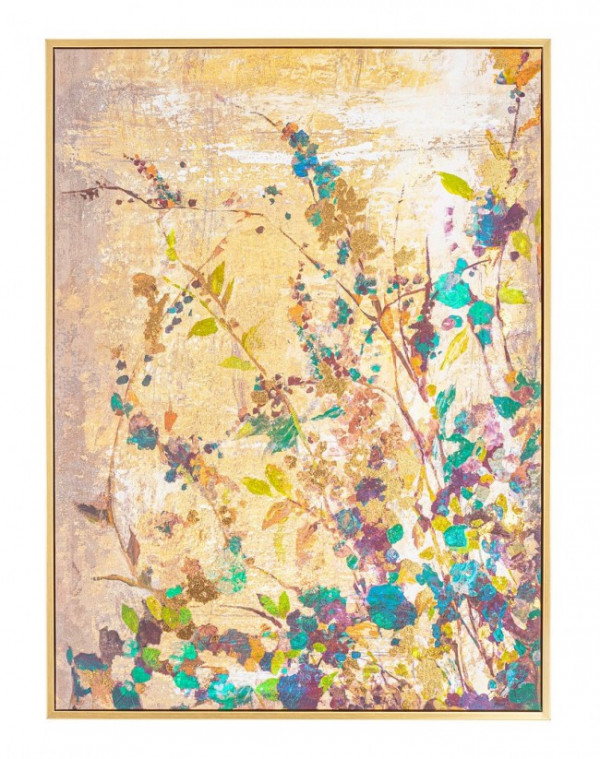 Tablou decorativ multicolor din lemn de Pin si panza, 60x3,2x80 cm, Galeria Flowers Bizzotto - Img 1