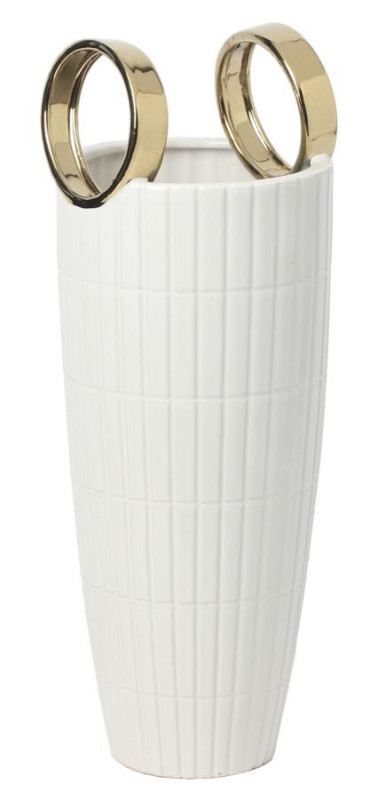 Vaza alba / aurie din ceramica, Ø 18 cm, Shopping B Mauro Ferreti - Img 1