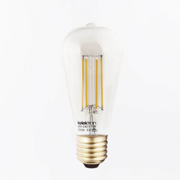 Bec LED E27 Deco ST64, transparent, lumina calda, Kelektron