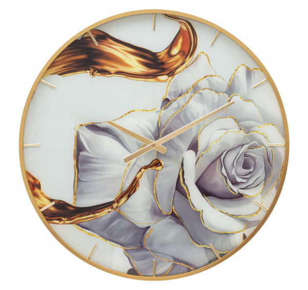 Ceas decorativ multicolor din metal si MDF, ∅ 60 cm, Rose Mauro Ferretti