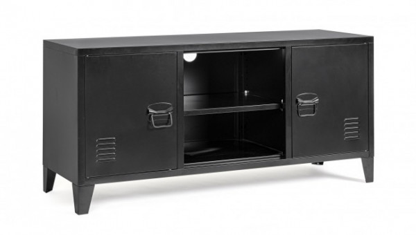 Comoda TV neagra din metal, 120,5x40x58,5 cm, Cambridge Bizzotto
