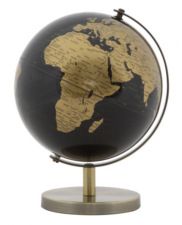 Decoratiune glob negru/bronz din metal, ∅ 13 cm, Globe Mauro Ferretti - Img 1