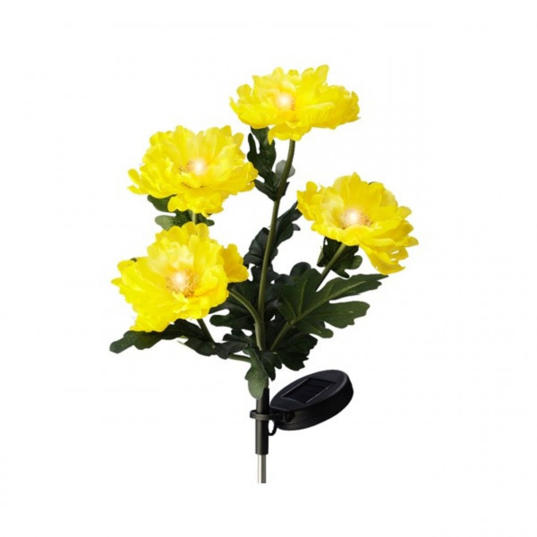 Lampa de gradina Flower, Lumineo, 25x20x63 cm, 4 led-uri, galben