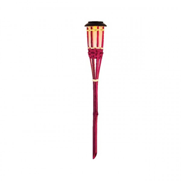 Lampa de gradina Torch, Lumineo, 9x54 cm, bambus, roz