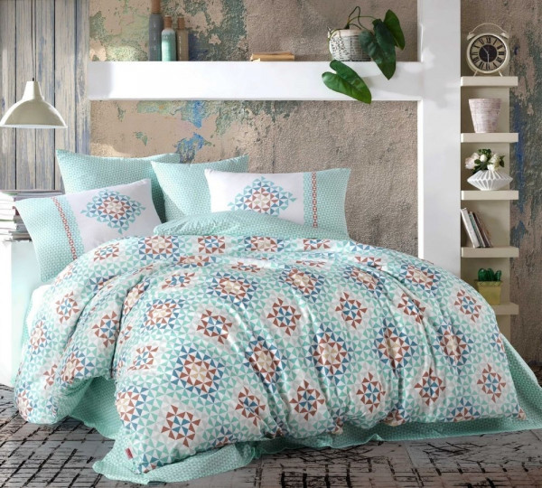 Lenjerie de Pat Bumbac 100% Ranforce - Pat Matrimonial - Hobby Home - Crystal Turquoise