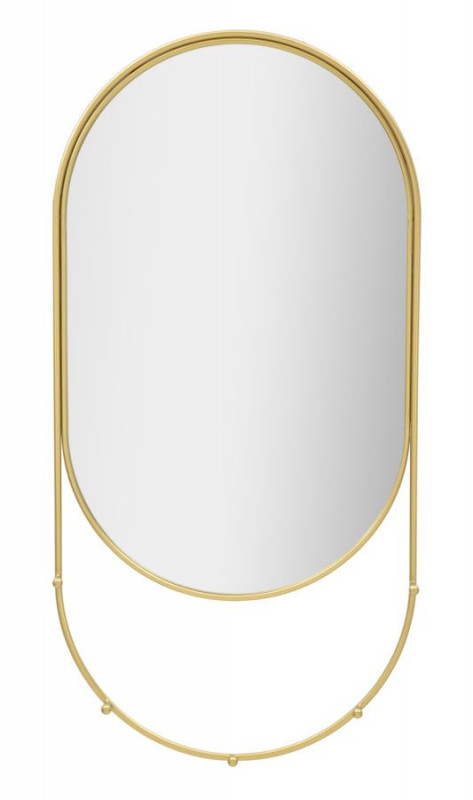 Oglinda decorativa aurie cu rama din metal, 40x79,5x5,5 cm, Oval Mauro Ferretti