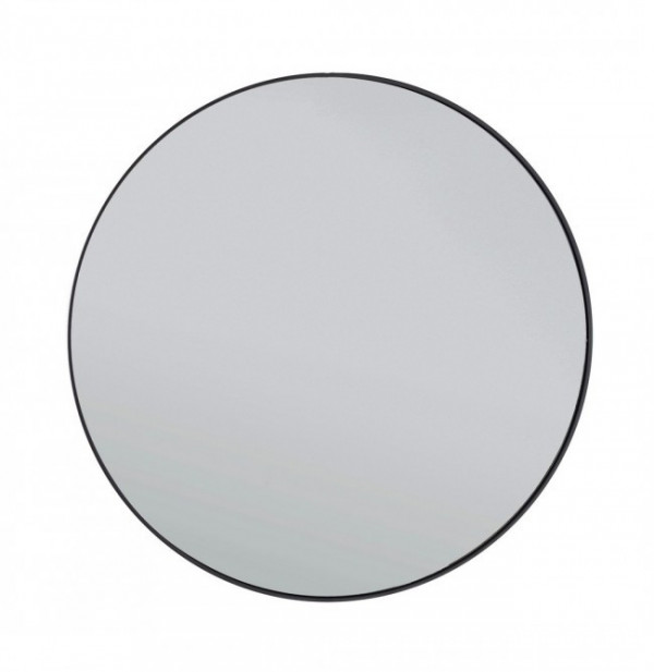Oglinda rotunda cu rama neagra din metal si sticla fumurie, 60 cm, Planet Bizzotto