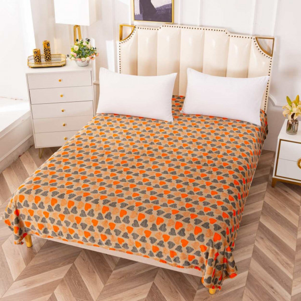Patura cocolino, pat 2 persoane, 200x230 cm, negru / portocaliu, PS-67 - Img 1