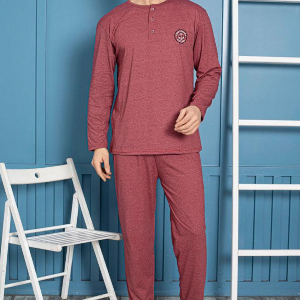 Pijama barbati, bumbac, rosu, PB-100