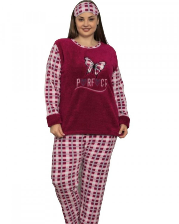 Pijama Dama, Cocolino, Grena/Alb, PFC-55