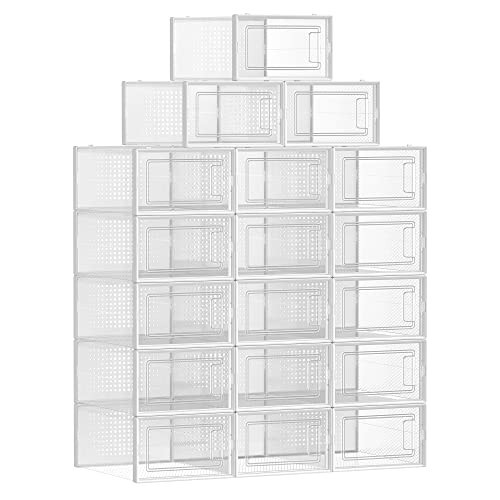 Set 18 cutii pentru depozitare incaltaminte, polipropilena, alb / transparent, Songmics - Img 1